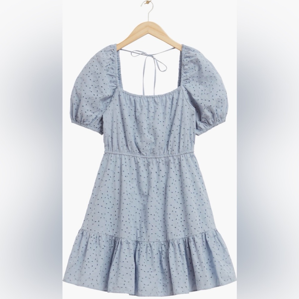 & Other Stories Puff Sleeve Eyelet Dress. Size 10.